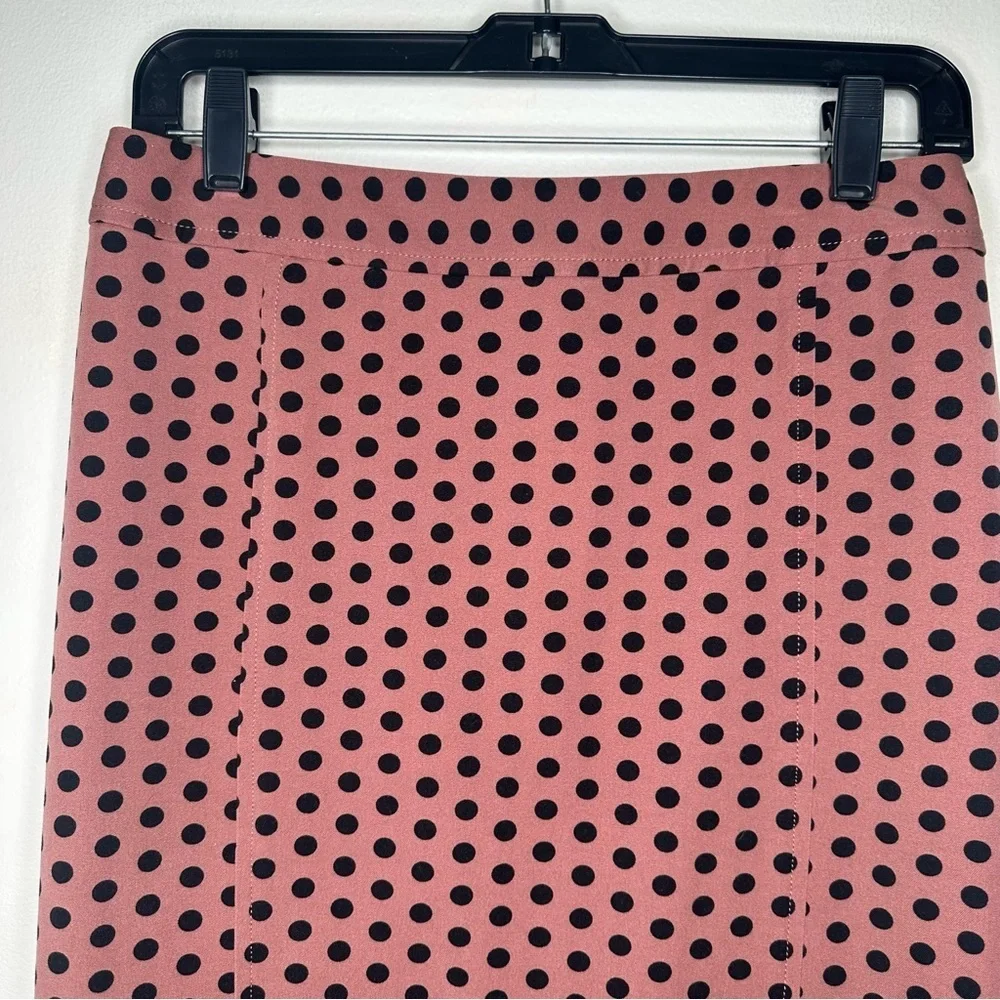 LOFT Pink Skirt with Black Polkadots Size 4